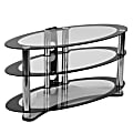 Flash Furniture TV Stand With Metal Tubing, 20"H x 39"W x 18"D, Black/Clear