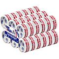 Tape Logic® Mixed Merchandise Preprinted Carton Sealing Tape, 3" Core, 2" x 55 Yd., Red/White, Pack Of 36