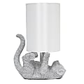 Lalia Home Diamond-Studded Rhinestone Look Kitty Cat Feline Table Lamp, 12-5/8"H, White Shade/Silver Base 1 thumbnail image