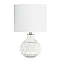 Lalia Home Engraved Honeycomb Glass Table Lamp, 17-3/4"H, White Shade/Clear Base 1 thumbnail image
