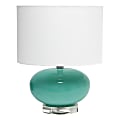 Lalia Home Ovaloid Glass Table Lamp, 15-1/4"H, White Shade/Aqua Base