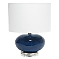 Lalia Home Ovaloid Glass Table Lamp, 15-1/4"H, White Shade/Blue Base 1 thumbnail image