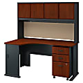 Bush Business Furniture Office Advantage Left Corner Desk With Hutch And Mobile File Cabinet, Hansen Cherry/Galaxy, Standard Delivery 1 thumbnail image