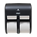 Compact Quad® by GP PRO, 4-Roll Coreless High-Capacity Toilet Paper Dispenser, 56744A, 11.75" x 6.9" x 13.25", Black, 1 Dispenser