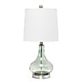 Lalia Home Rippled Glass With Fabric Shade Table Lamp, 23-1/4"H, White Shade/Sage Base