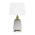 Lalia Home Classic Fluted Ceramic And Metal Table Lamp, 25"H, White Shade/Gray Base 1 thumbnail image