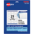 Avery® Waterproof Permanent Labels With Sure Feed®, 94061-WMF25, Oval Scalloped, 1-1/8" x 2-1/4", White, Pack Of 525 1 thumbnail image