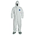 DuPont™ Tyvek® Coveralls With Attached Hood And Boots, 4X, White, Pack Of 25 Coveralls