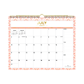 Day Designer Monthly Safety Wirebound Wall Calendar, 8-3/4" x 11", Isla Tile Apricot, July 2022 To June 2023, 136660