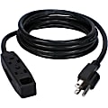 QVS 3-Outlet 3-Prong 25ft Power Extension Cord - For Computer - 120 V AC / 13 A - Black - 25 ft Cord Length - NEMA 5-15P / NEMA 5-15R - 1 1 thumbnail image