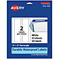 Avery® Waterproof Permanent Labels, 94265-WMF25, Rectangle, 11" x 3", White, Pack Of 50