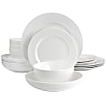 Gibson Elite Embossed Bone China 16-Piece Double Bowl Dinnerware Set, White 1 thumbnail image