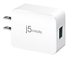 j5create Quick Charge 3.0 USB Charger, Gray/White, JUP11