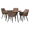 Baxton Studio Belen 5-Piece Dining Set, Gray/Black