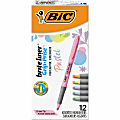 BIC Brite Liner Grip Highlighters, Assorted, 12 Pack - 1.6 mm Marker Point Size - Chisel Marker Point Style - GBLD11AST 1 thumbnail image