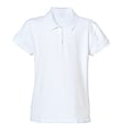 Royal Park Girls Uniform, Fitted-Knit Short-Sleeve Polo Shirt, Medium, White