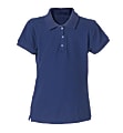 Royal Park Girls Uniform, Fitted-Knit Short-Sleeve Polo Shirt, Medium, Navy
