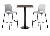 KFI Studios Proof Bistro Square Pedestal Table, Includes 2 Stools, 43-1/2”H x 30”W x 30”D, Cafelle Top/Black Base/Light Gray Chairs - 840031942425 1 thumbnail image