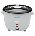 IMUSA Electric Non-Stick 3-Cup Rice Cooker, 7-1/2”H x 8-11/16”W x 8-11/16”D, White
