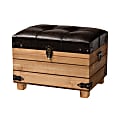 Baxton Studio Edmund Storage Ottoman, Dark Brown/Oak Brown