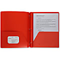 Business Source 3-Hole Punched Poly Portfolio, Letter Size, 8-1/2" x 11", Red