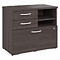 Bush® Business Furniture Hybrid Office Storage Cabinet With Drawers And Shelves, Storm Gray, Standard Delivery