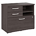 Bush Business Furniture Hybrid 17"D Vertical File Cabinet With Drawers and Shelves, Storm Gray, Delivery