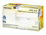 Tronex New Age Disposable Powder-Free Vinyl Gloves, Large, Natural, Pack Of 100