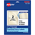 Avery® Pearlized Permanent Labels With Sure Feed®, 94258-PIP25, Rectangle, 5" x 7", Ivory, Pack Of 50 Labels