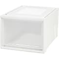 IRIS Stackable Storage Box Drawer - External Dimensions: 19.6" Length x 15.8" Width x 11.5" Height - 10.85 gal - Stackable - Plastic - Clear, White - For Accessories, Craft Supplies, Toiletries, Clothes - 3 / Carton 1 thumbnail image