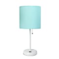 Creekwood Home Oslo USB Port Metal Table Lamp, 19-1/2"H, Aqua Shade/White Base 1 thumbnail image