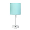 Creekwood Home Oslo USB Port Metal Table Lamp, 19-1/2"H, Aqua Shade/White Base
