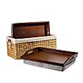 Rossie Home® Lap Tray With Pillow Basket Set, 4-1/8”H x 17-1/2”W x 4-1/8”D, Java Bamboo, Set Of 2 Lap Trays