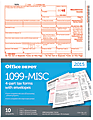 Office Depot® Brand 1099-MISC Inkjet/Laser Tax Forms, With Envelopes, 4-Part, 8 1/2" x 11", Pack Of 10