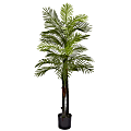 Nearly Natural Double Robellini Palm 66”H Plastic UV Resistant Indoor/Outdoor Tree, 66”H x 38”W x 38”D, Green