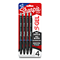 Sharpie® S Gel Pens, Medium Point, 0.7 mm, Black Barrel, Blue Ink, Pack Of 4 Pens
