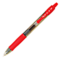 Pilot G2 Retractable Gel Pens, Extra Fine Point, 0.5 mm, Clear Barrels, Red Ink, Pack Of 12