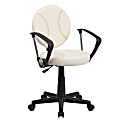 Flash Furniture Vinyl Low-Back Task Chair With Arms, Baseball, Brown/Cream/Black