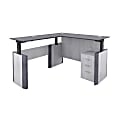 Forward Furniture Allure Height-Adjustable L-Desk With 3-Drawer Box/File Pedestal, 66" x 78", Stormy Gray/Ashwood White