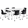 KFI Studios Dailey Table Set With 6 Caster Chairs, White Table/Black Chairs 1 thumbnail image