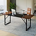 Pinmoco 63"W Executive Computer Desk, Rustic Brown 1 thumbnail image