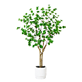 Nearly Natural 5’ Artificial Enkianthus Tree With Planter, 60”H x 26”W x 26”D, White/Green 1 thumbnail image