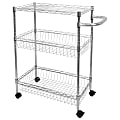 Mount-It! MI-7860 3-Tier Rolling Utility Cart, 32-1/2”H x 23-5/16”W x 13-1/2”D, Silver