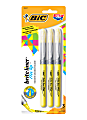 BIC® Brite Liner® Flex Tip Highlighters, Yellow, Pack Of 3