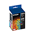 Epson® 252XL Black/252 DuraBrite® Cyan; Magenta; Yellow High-Yield/Standard Yield Ink Cartridges, Pack Of 4, T252XL-BCS 1 thumbnail image