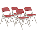 National Public Seating® 2300 Series Deluxe Fabric-Upholstered Triple-Brace Premium Folding Chairs, Majestic Cabernet/Gray, Pack Of 4 Chairs