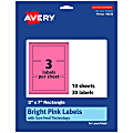 Avery® Print-To-The-Edge Labels With Sure Feed® Technology, 94250-BPP10, Rectangle, 3" x 7", Matte Bright Pink, Pack of 30 1 thumbnail image