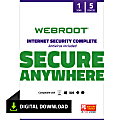Webroot® Internet Security Complete With Antivirus Protection, 5-Device, 1-Year Subscription 1 thumbnail image