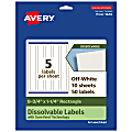 Avery® Print-to-the-Edge Dissolvable Labels With Sure Feed® Technology, 94262-DWMP10, Rectangle, 9-3/4"x1-1/4", Matte Off-White, Pack Of 50 1 thumbnail image