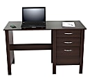 Inval 47"W Writing Desk with 3 Drawers, Espresso